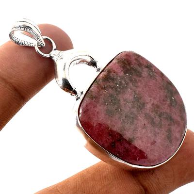 Родонит драгоценный камень ручной работы этнический подарок на годовщину ювелирное украшение кулон 2.3" g1s54