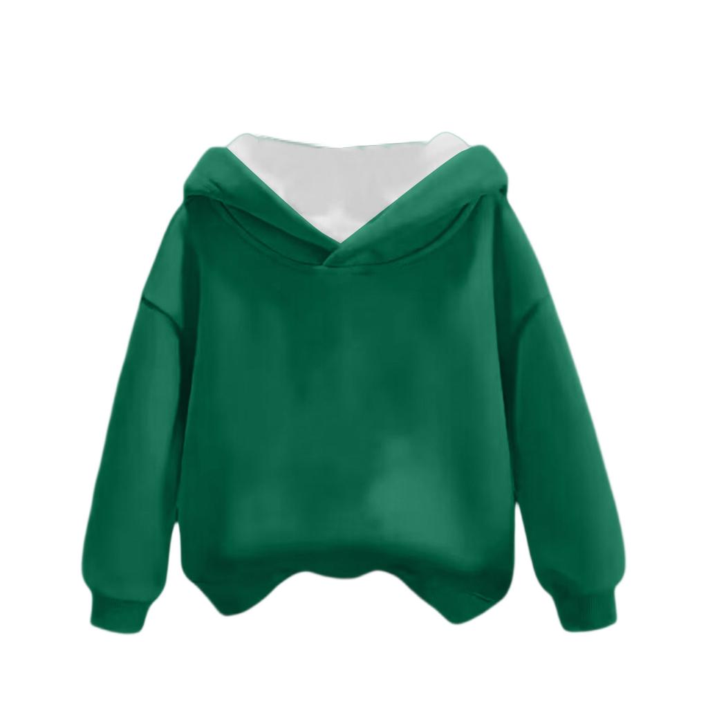 Children's Boys And Girls Fashionable Solid Color Pullover Casual Round Neck Hooded Sweatshirt Plus Fleece Sweatshirt