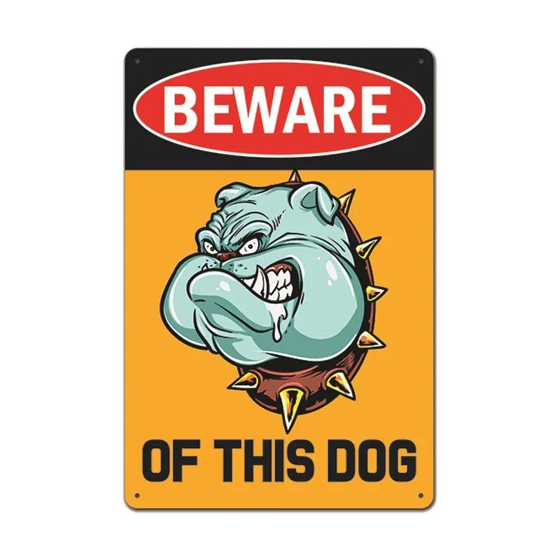 Retro Metal Tin Sign Warning Dog Vintage Wall Decor for Home Garden Cafe Perfect for IndoorOutdoor Use Rustic Poster Prin