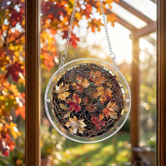 yangyizhi Halloween Acrylic Puzzle Suncatcher Window Hanging,7.87 Inch Sun Catcher Decoration Ornament, Ideal for Gifting and Home Decor