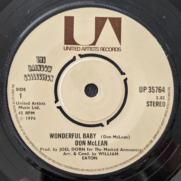 7-дюймовая пластинка DON MCLEAN Wonderful Baby UP35764 United Artists 1974 UK Rock Б/у