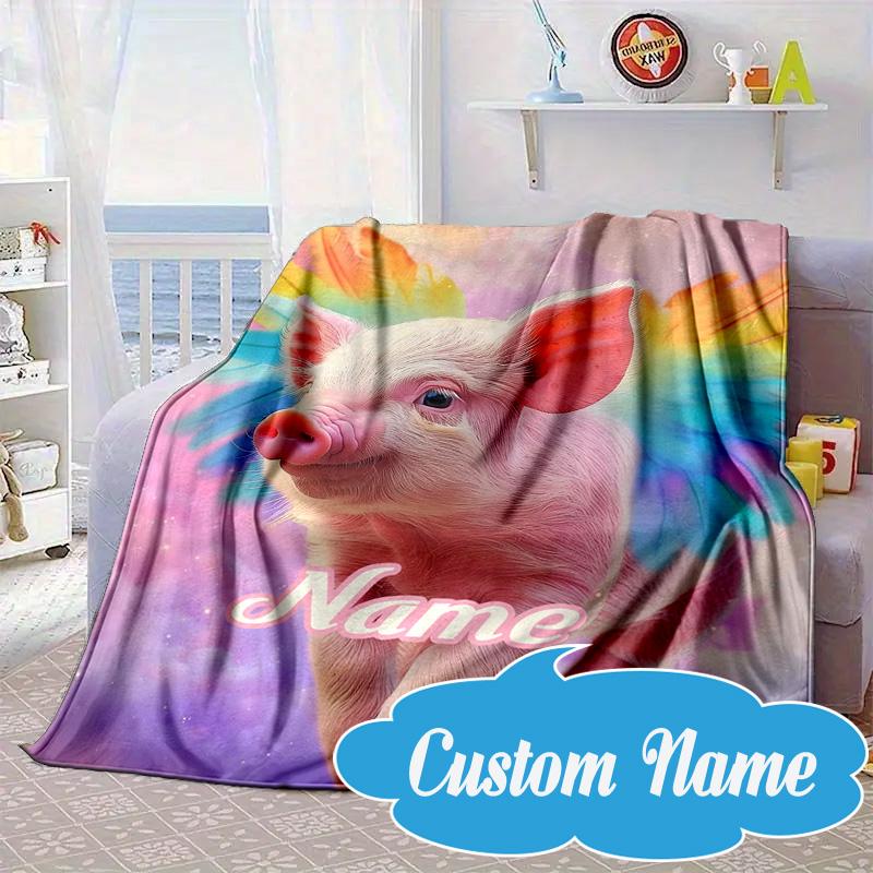 Custom Name Pig Bubbles Blanket bed sofa Blanket Flannel Blanket for Camping, Hiking, Picnic Essentials,gift for Fan family