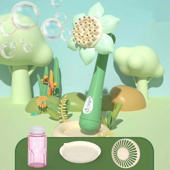 Electric Sunflower Bubble Maker Wand 23 Holes Flower Shape Kids Handheld Automatic Bubble Blower Machine Toy Boys Girls Birthday Gift