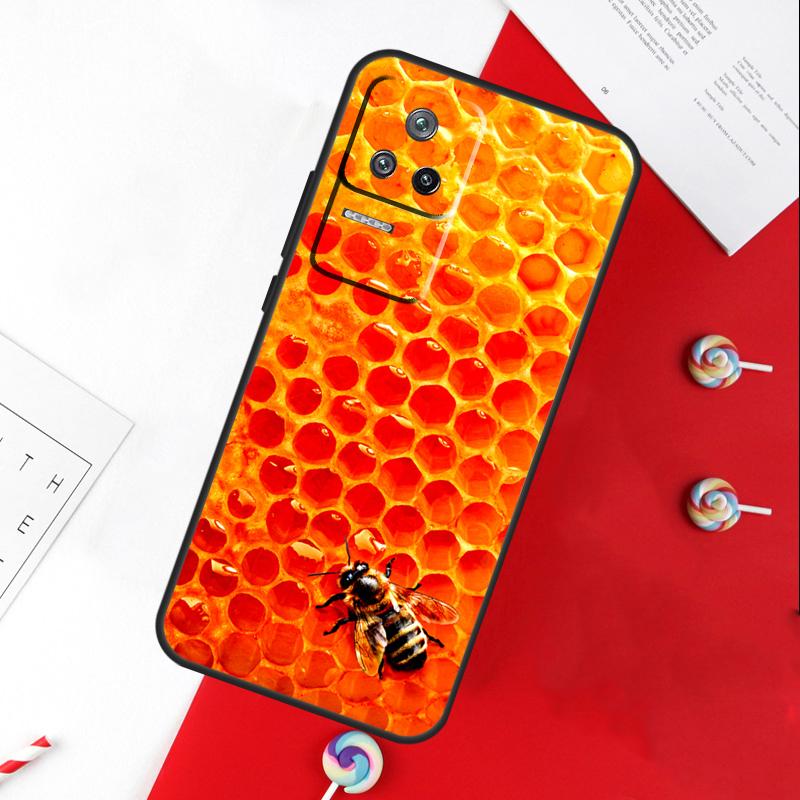 Золотой Медовый Сотовый Чехол с Пчелой для Xiaomi 11T 12T 13T 14T Pro 13 14 15 Ultra POCO X7 Pro X3 X5 X6 F5 F6 M6 Pro