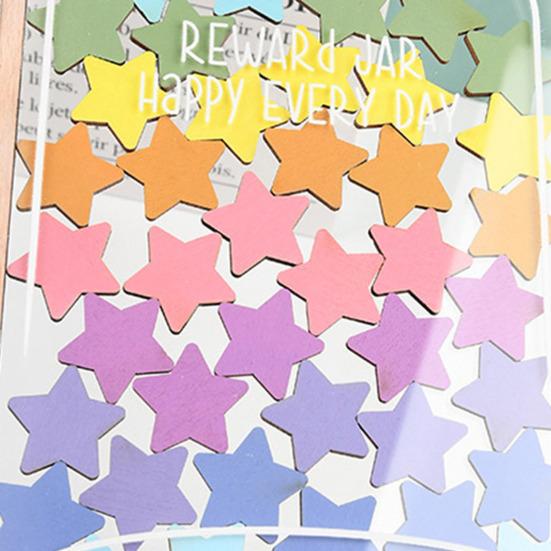 Wooden Reward Jar with 25 Colorful Stars Flowers Kids Students Potty Training Positive Behavior Chart System Home Classroom Management Tool