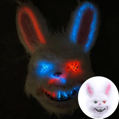 Хэллоуин Декор Плюшевая Светодиодная Маска Кролика Смешной Косоглазый Кролик Головной Убор для Детей Взрослых Косплей Вечеринка Костюм Пародия Фото Реквизит