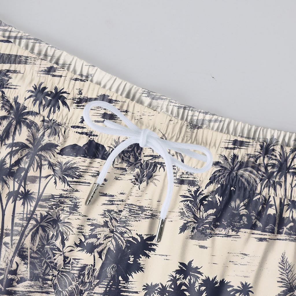 Мужские мягкие домашние пижамные штаны с гавайским принтом, повседневные спортивные штаны с завязками