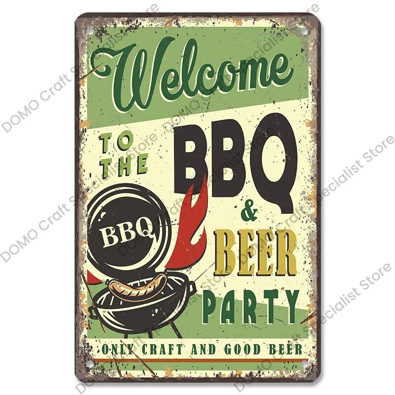 Плакат для вечеринки с барбекю, винтажные металлические жестяные вывески для гриля, ретро-налет, Настенный декор для бара, паба, заднего двора, пляжного дома
