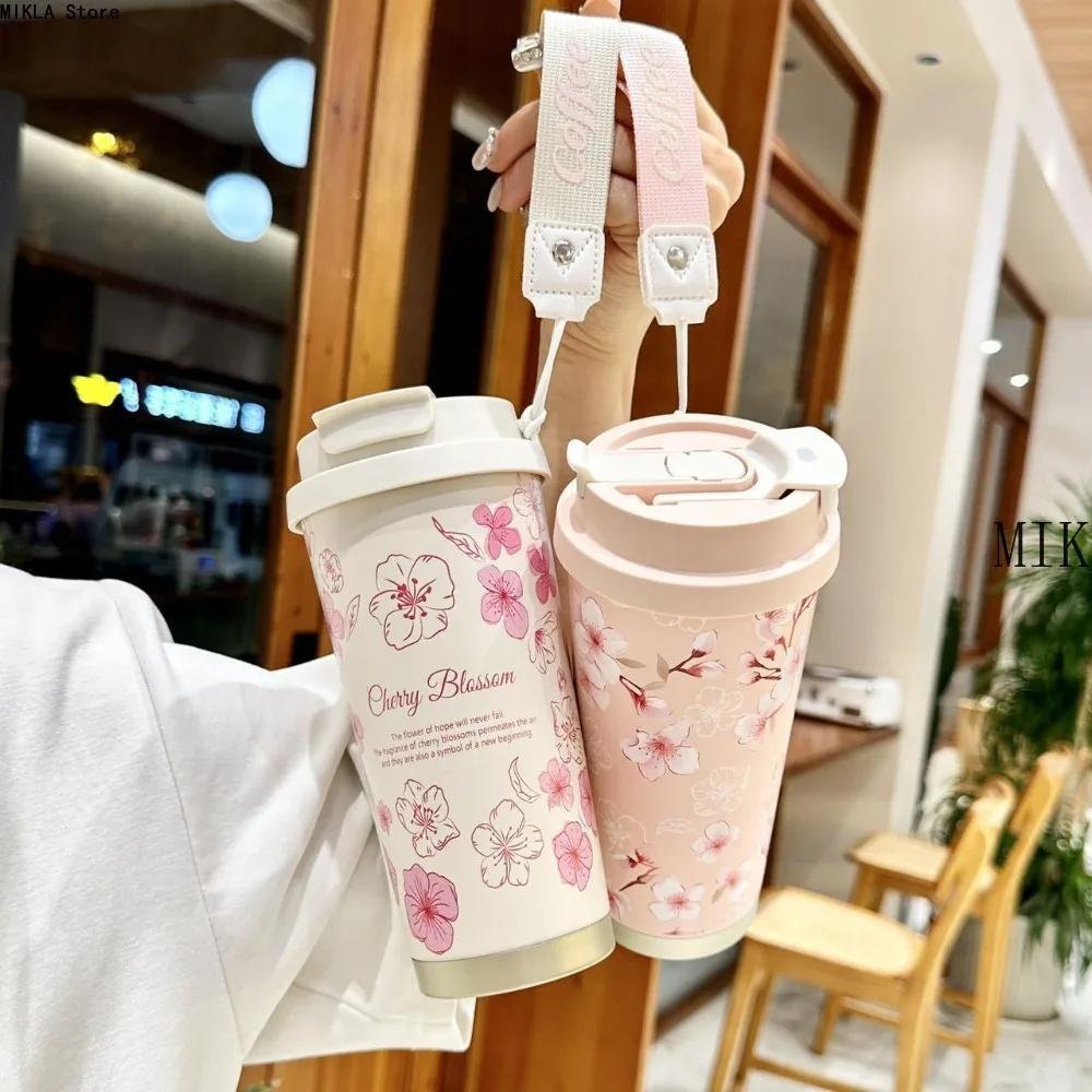 500 мл Кружка дорожная из нержавеющей стали с двойными стенками, с вакуумной изоляцией, с ручкой/Портативная термокружка, кофейная чашка, бутылка для воды, фляга