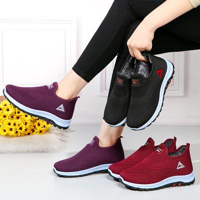 Зимние ботинки для женщин, нескользящие мокасины с подкладкой из искусственного меха, удобные короткие ботинки до щиколотки, женские повседневные теплые кроссовки для бега и тренировок