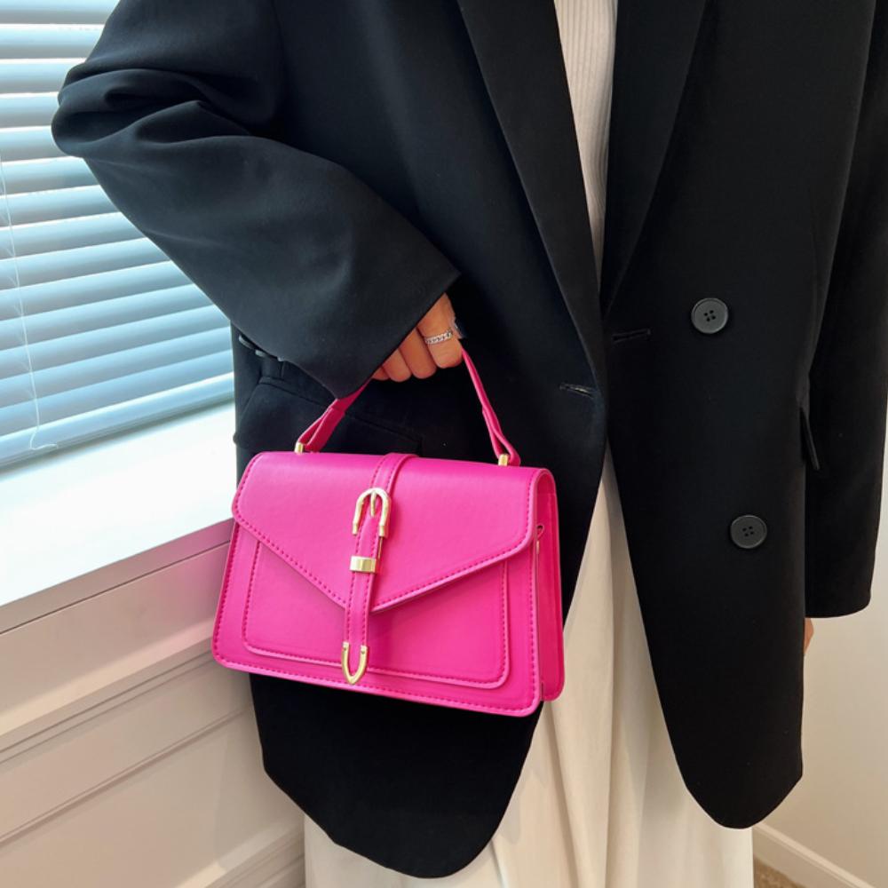 Модная минималистская сумка через плечо с верхней ручкой и клапаном для женщин, однотонный квадратный кошелек с простым дизайном, женская сумка