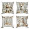 4Pcs Throw Pillowcase Snowflake Snowman Xmas Tree Pattern Invisible Zipper Design Pillow Cushion Sofa Pillow Cover Home Decor