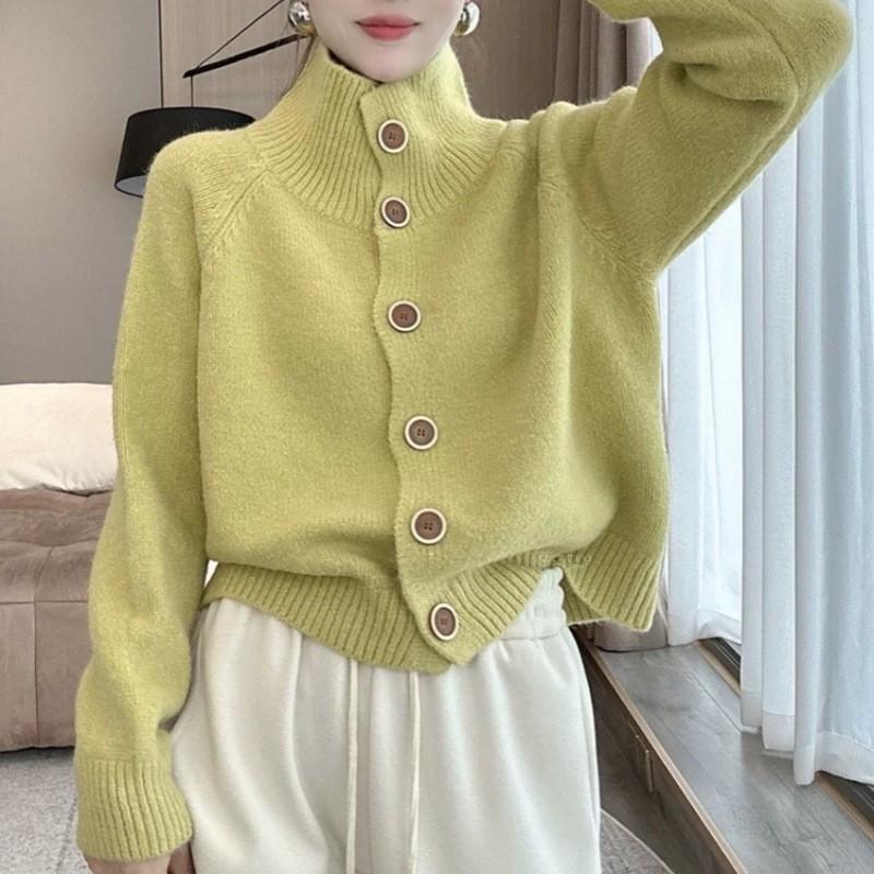 Women's Pullover Sweater New Jacket High Neck Autumn and Winter Style Knitted Cardigan