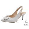 Women Soft Leather Slingback Shoes Versatile Premium High Heels Ladies Office Fashion Pointy Toe Woman Pumps Luxury Sandals
