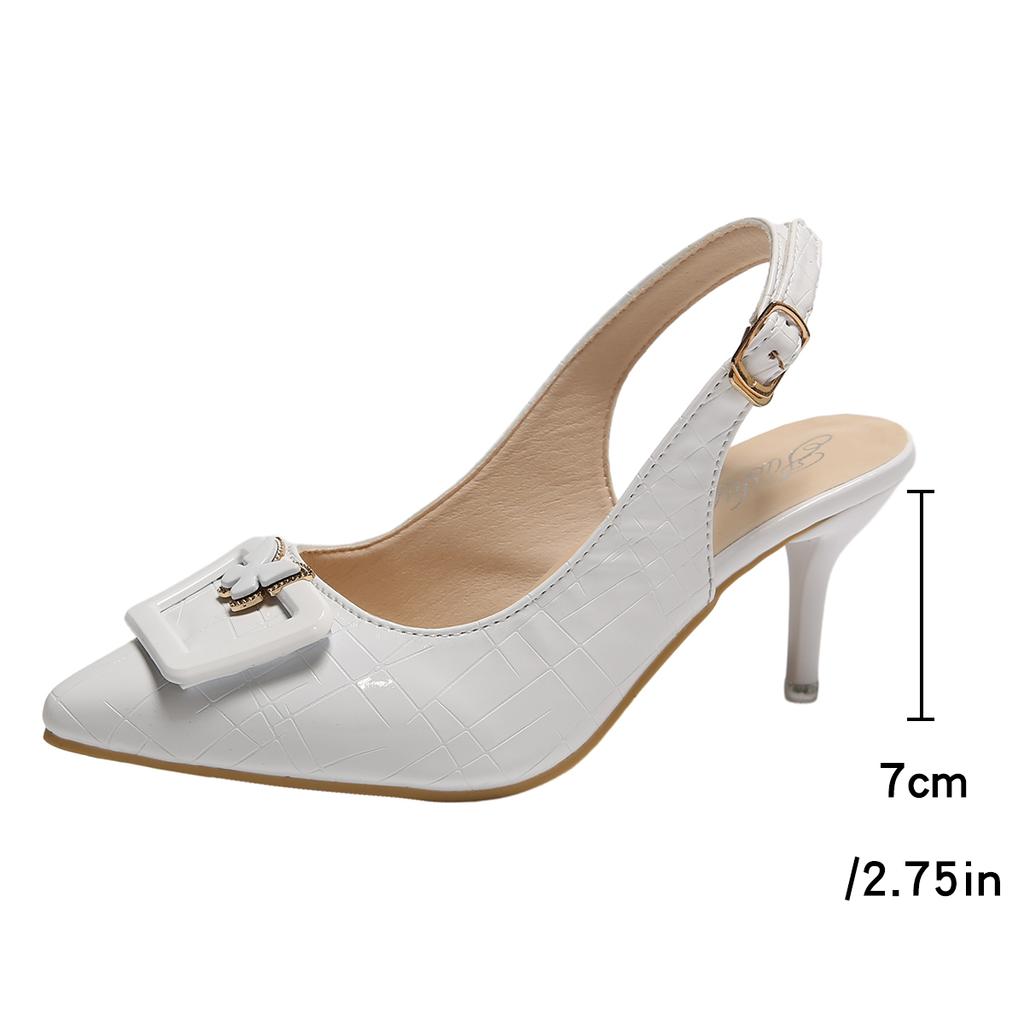 Women Soft Leather Slingback Shoes Versatile Premium High Heels Ladies Office Fashion Pointy Toe Woman Pumps Luxury Sandals