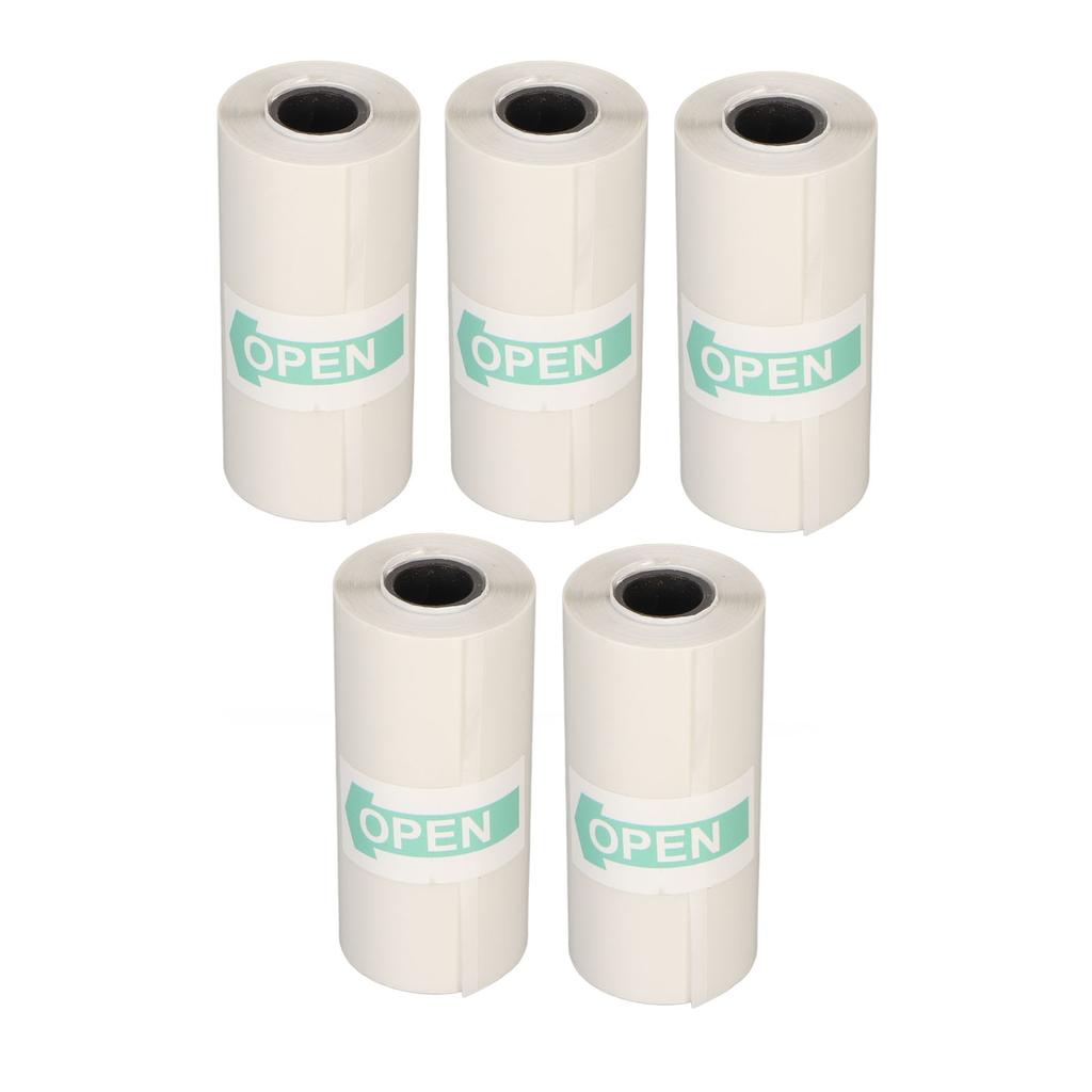 5 Rolls Adhesive Thermal Paper 2.2in Long 1in Wide Printing Transparent Thermal Sticker Paper for Photo Document Webpage