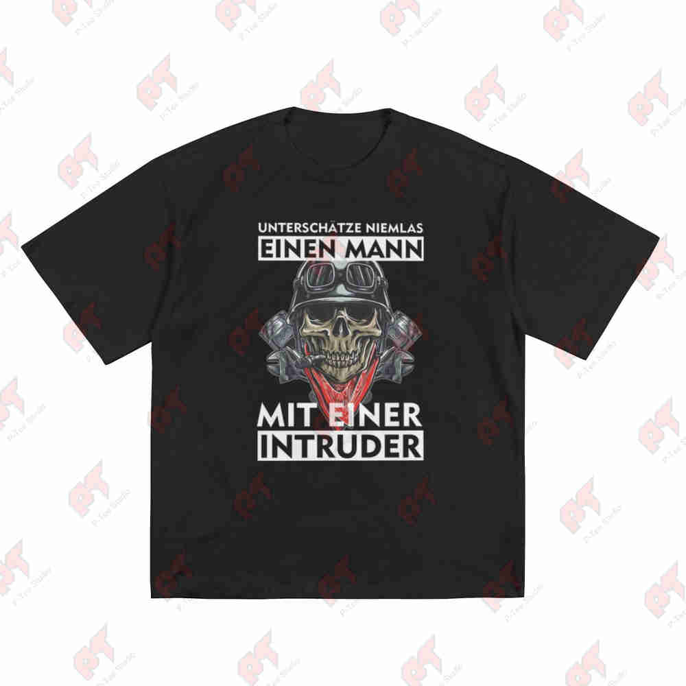 Motorcycle Biker Intruder Print Short Sleeve Tee 100% Cotton T-Shirt