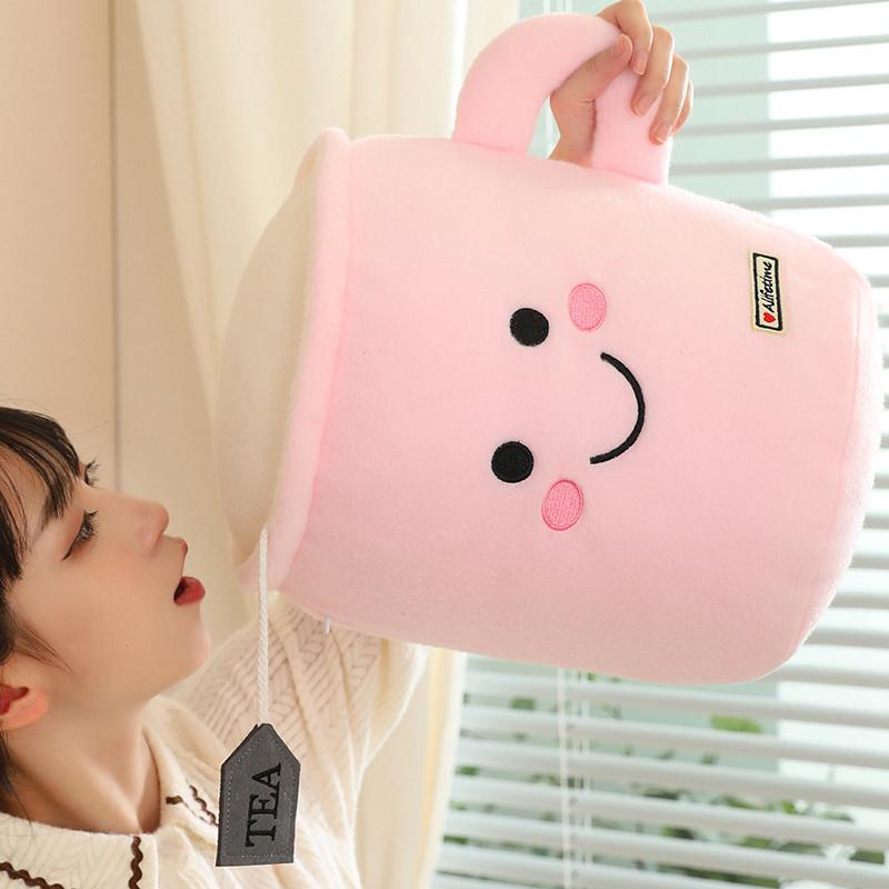 34 см милая плюшевая игрушка в виде чашки для чая с молоком, мягкая, розовая, желтая, коричневая, подушка для объятий, подушка для кружки чая, подарок на день рождения, украшение для дивана