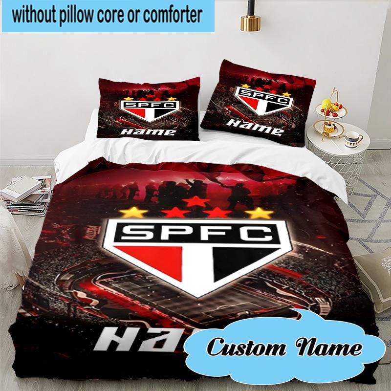3PCS Custom Name SPFC Stars Stripes Bedding Set, Including 1pc Duvet Cover And 2pcs Pillowcases, Suitable for dorms and bedrooms Gift