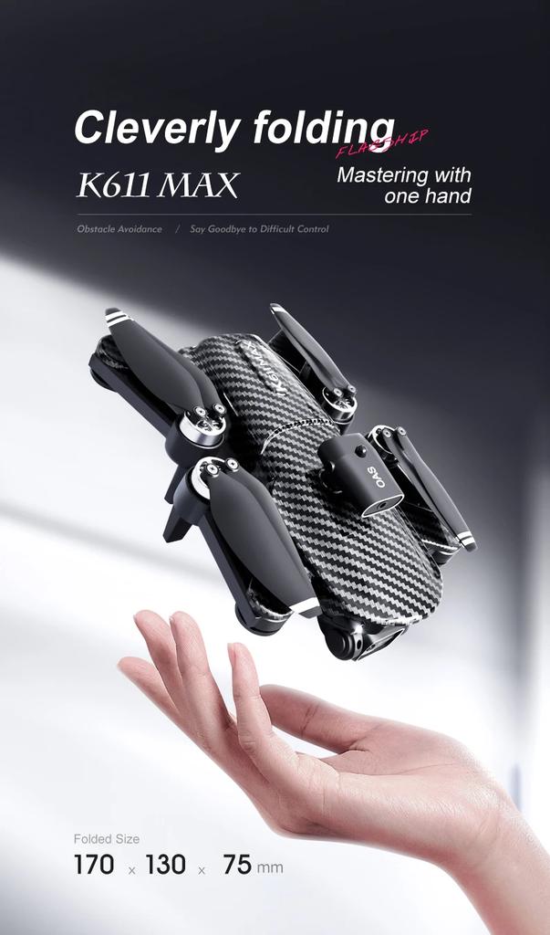 K611 MAX Drone Profissional Brushless Obstacle Avoidance 8K Двойная камера Оптическое позиционирование потока Складной летательный аппарат FPV 2024 Дрон