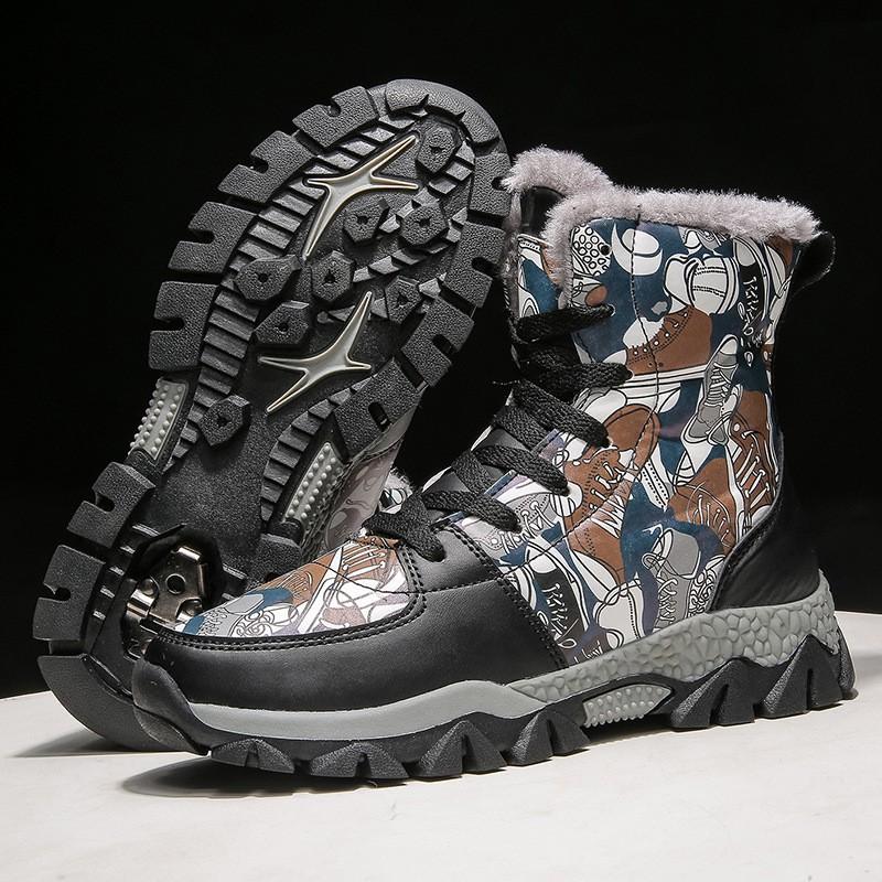 Kids Winter Snow Boots Boys Girls Warm Fleece-Lined Ankle Outdoor Slip-Resistant Non-Slip Shoes