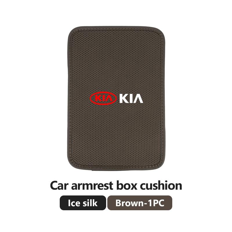 GNQE7 Car Armrest Box Pad Leather/Ice silk Cushion Protector Elbow Support Accessories For KIA Sportage Rio Ceed Niro Soul Stonic