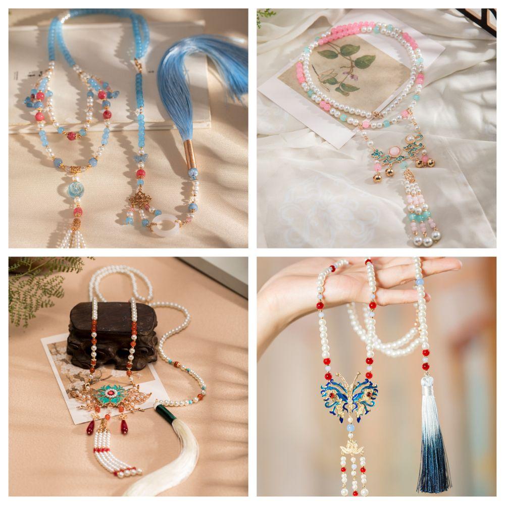 Exquisite Chinese Style Necklace Long Tassel Butterfly Pendant Necklace  Hanfu