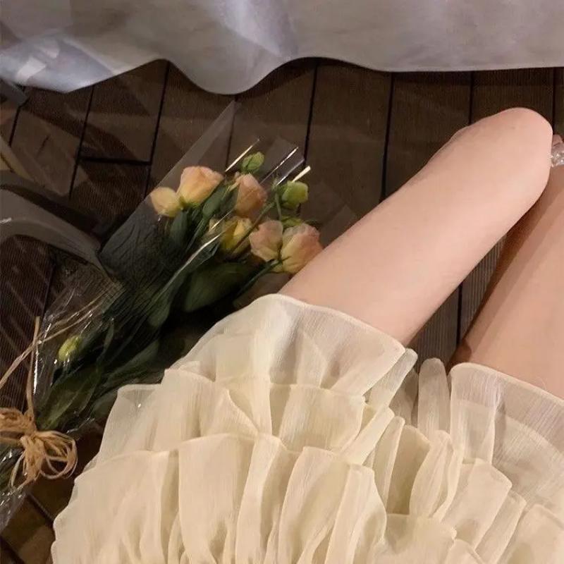 2024 Spring Two Pieces Skirt Set Women Y2k Crop Tops T-shirt + Cake Skirts Japanese Kawaii Fashion Suits Chic Outwear Korean