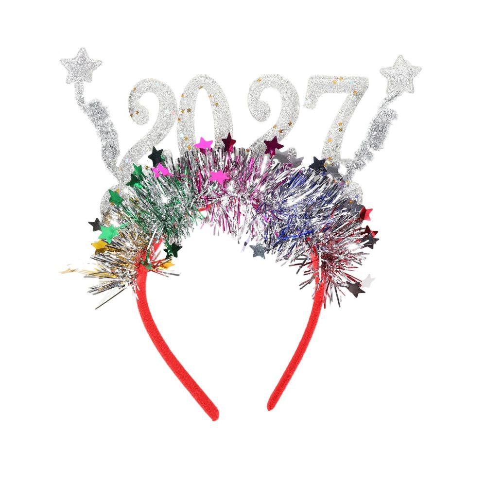 Sequin 2027 New Year Headband Sweet Christmas Headpiece Star Strip Headwear New Year Dress Up