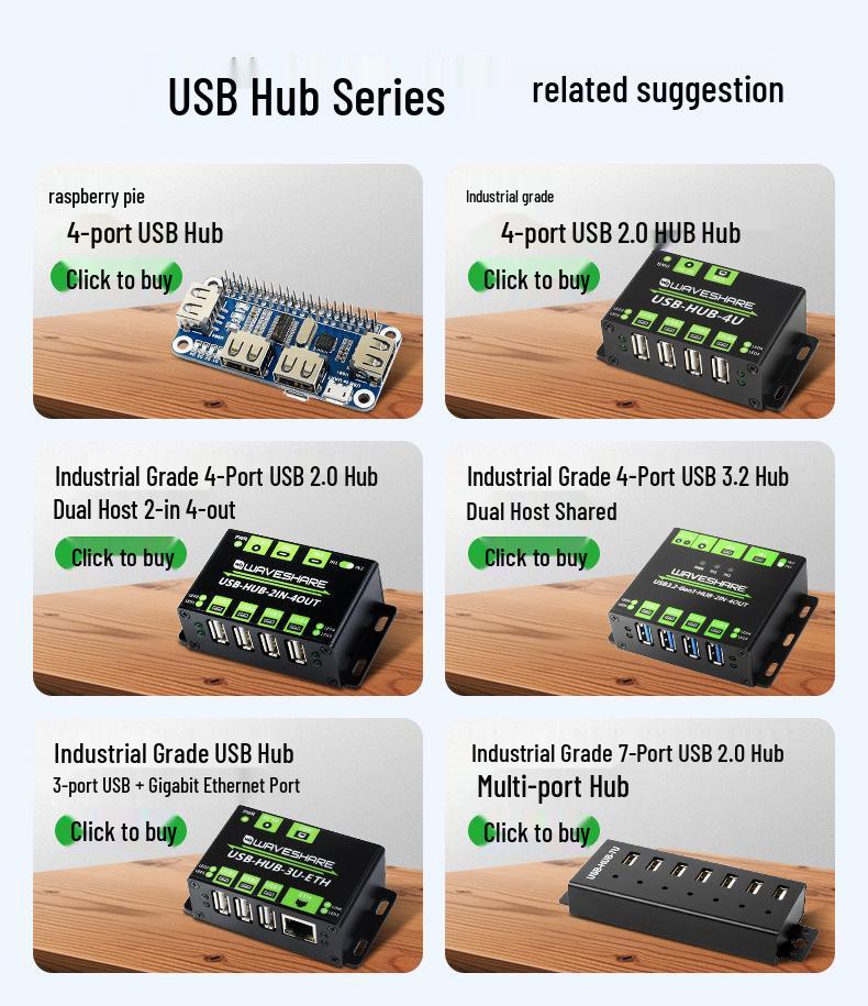 Dual Host Industrial 4-Port USB 3.2 Hub, 2-in-4-out Expansion Module