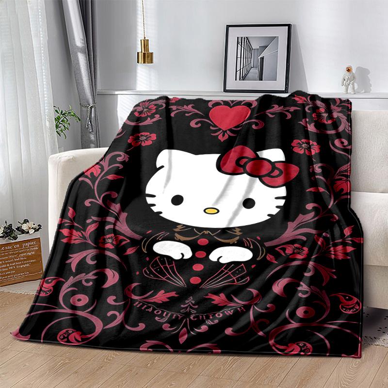 1pc Charm Hello Kitty Blanket, Seasonal Universal Home Decorative Throw Blanket, Living Room, Travel, Camping, Car Blankets, Beach, Office Naps, Perfe