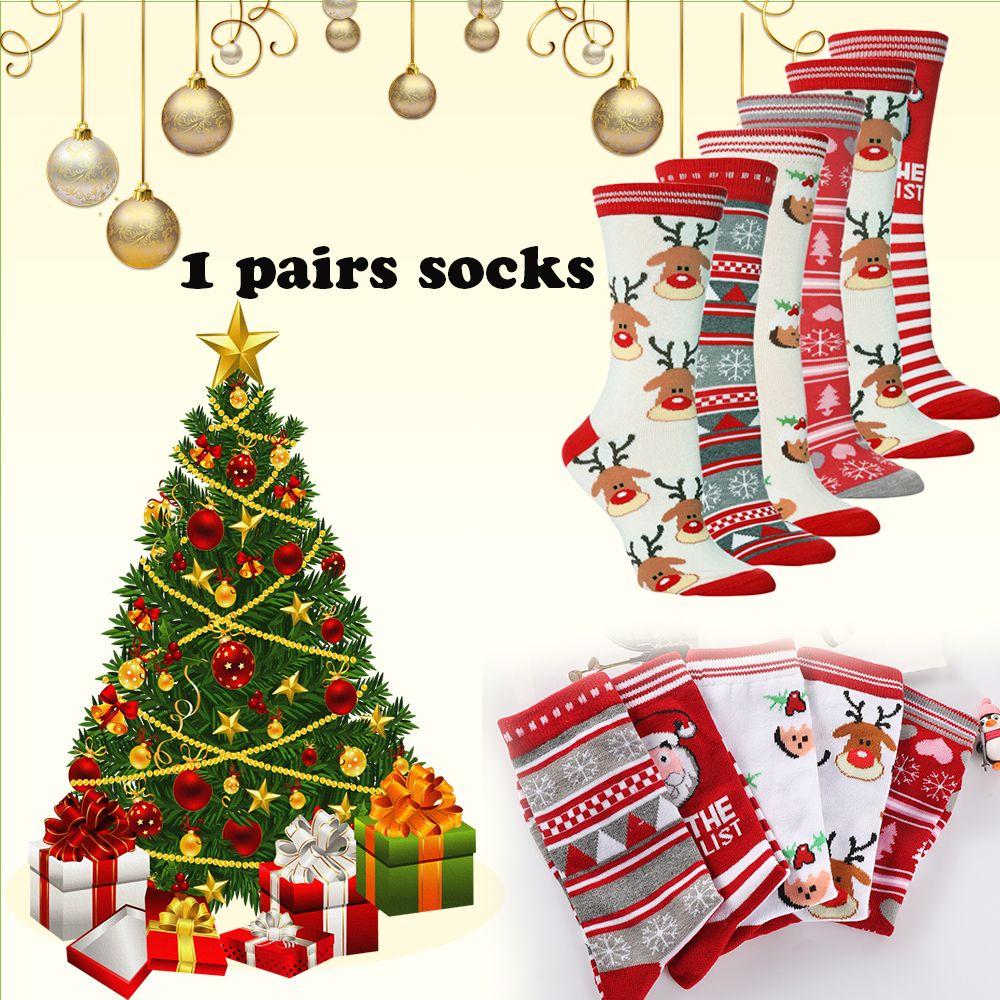 Xmas Gift Cotton Knit Novelty Christmas Socks Man Woman Lady Santa Stockings Santa Claus