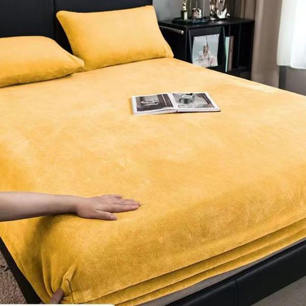 Winter Plush Elastic Fitted Sheet Double Bed Sheet Soft Warm Velvet Bedspread Mattress Cover Bed Linen Protector Twin Queen King