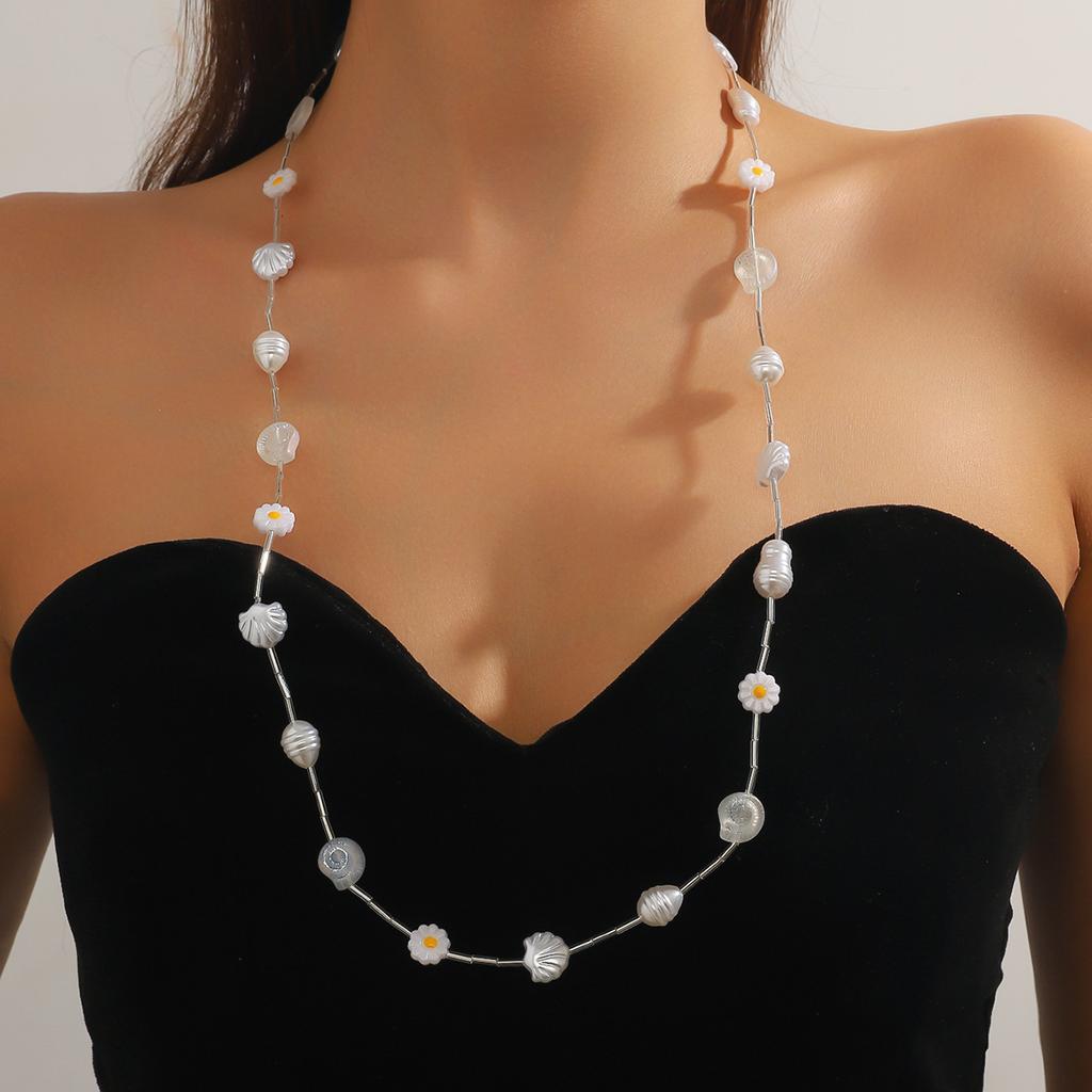 Аксессуары Длинный свитер Ожерелье Премиум Sense Simple Холодный ветер Кристалл Бирюзовый Бисерный свитер Цепочка