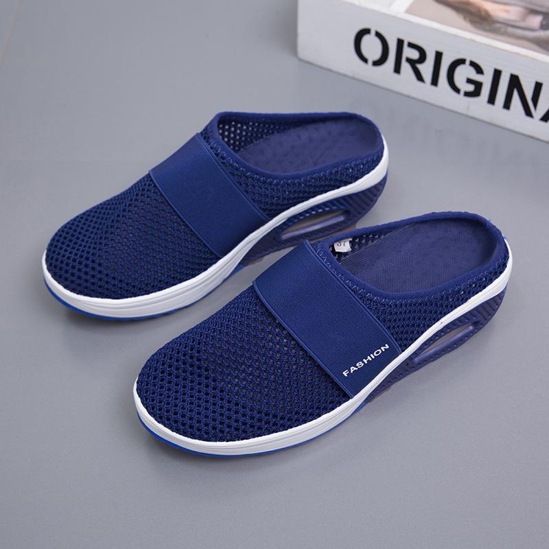 Женские прогулочные туфли без шнуровки на воздушной подушке, ортопедические женские сабо на платформе для диабетиков, легкие сетчатые тапочки на танкетке, женские кроссовки