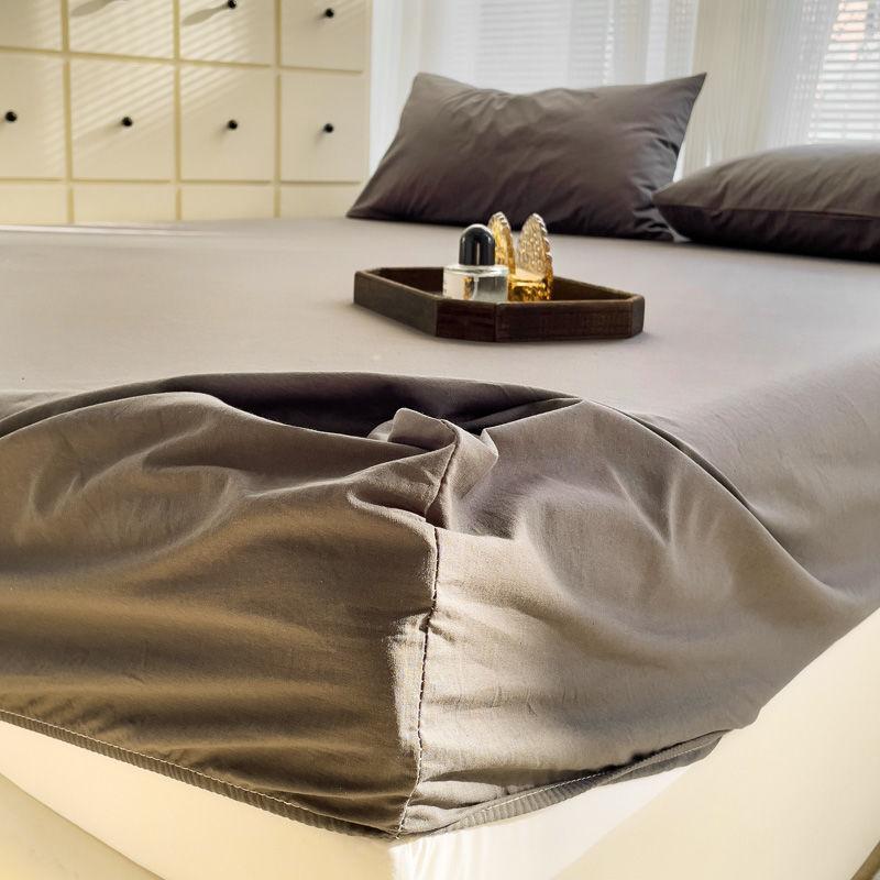 Комплект из трех простыней в полоску из стираного хлопка в японском стиле, полное покрытие, нескользящая цельная простыня, матрас Simmons, защита от пыли