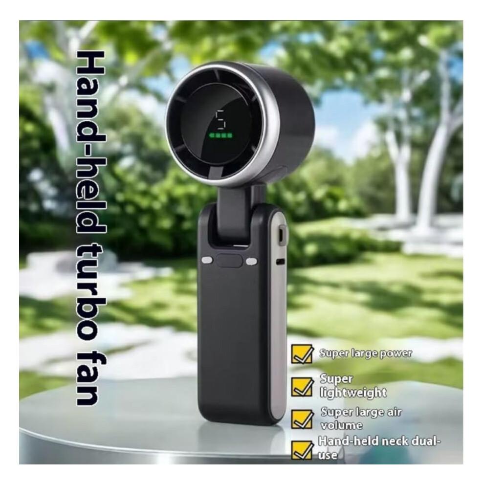 Portable Handheld Fan with LED Display, USB Rechargeable, 5Speed Foldable Fan for Travel