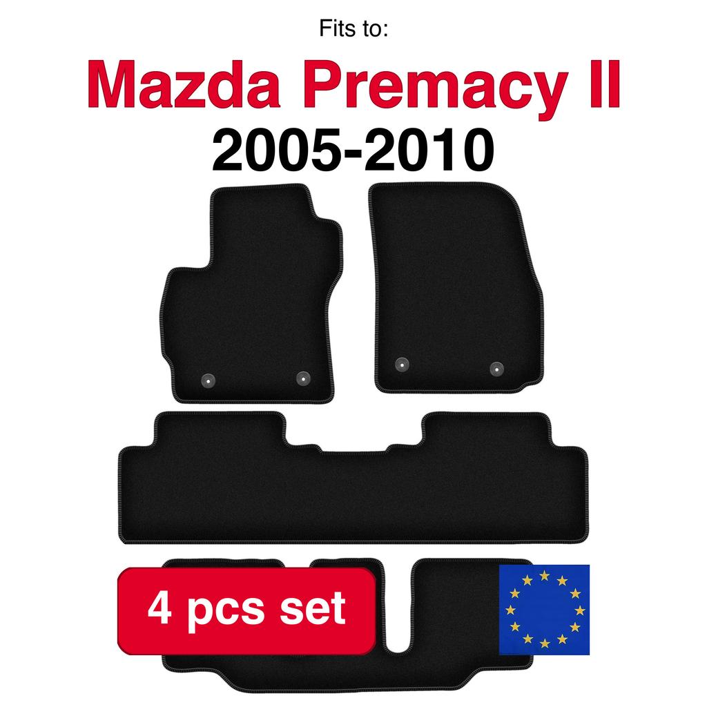 Velour Basic Car Floor Mats For Mazda 5 I 7-Seater (2005-2010)