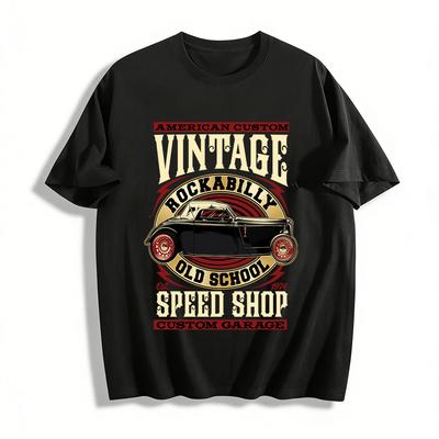 Винтажная футболка с графическим принтом в стиле рокабилли и олдскул Speed Shop, 100% хлопок