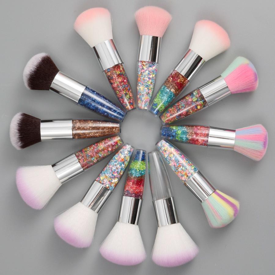 Кисть для макияжа с одной ромбовидной прозрачной ручкой, рассыпчатая кисть для пудры, коническая, пухлая, с кристаллами, зыбучий песок, ручка для дизайна ногтей, специальная кисть для пыли