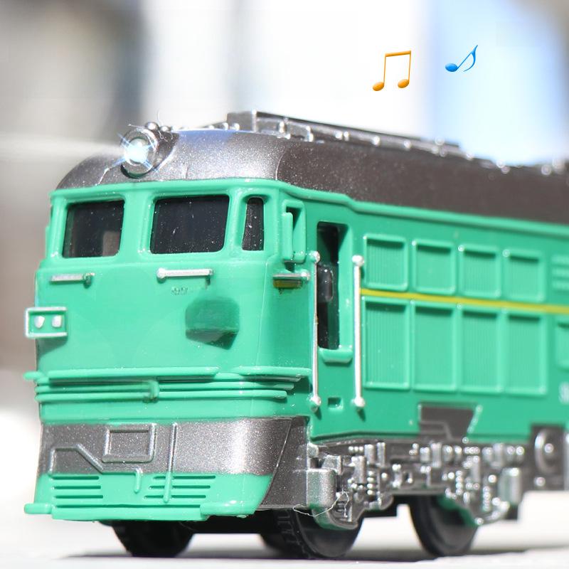 Antique Green Electric Train Freight Car Model Toy with Light & Sound Effects