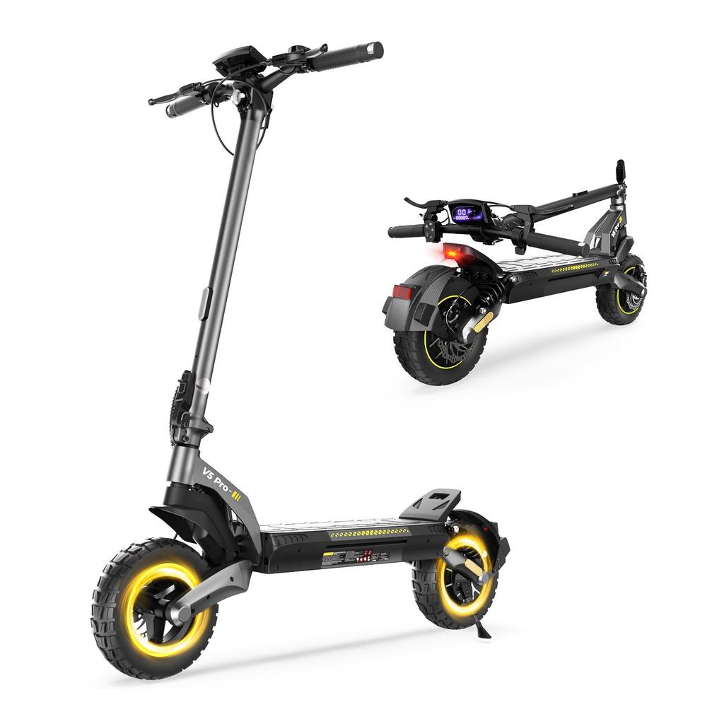iScooter Электросамокат V5 Pro ABE с двигателем 500 Вт, аккумулятором 48 В 12,5 Ач, грузоподъемностью 150 кг, 10-дюймовыми внедорожными колесами, для взрослых, вседорожный электросамокат