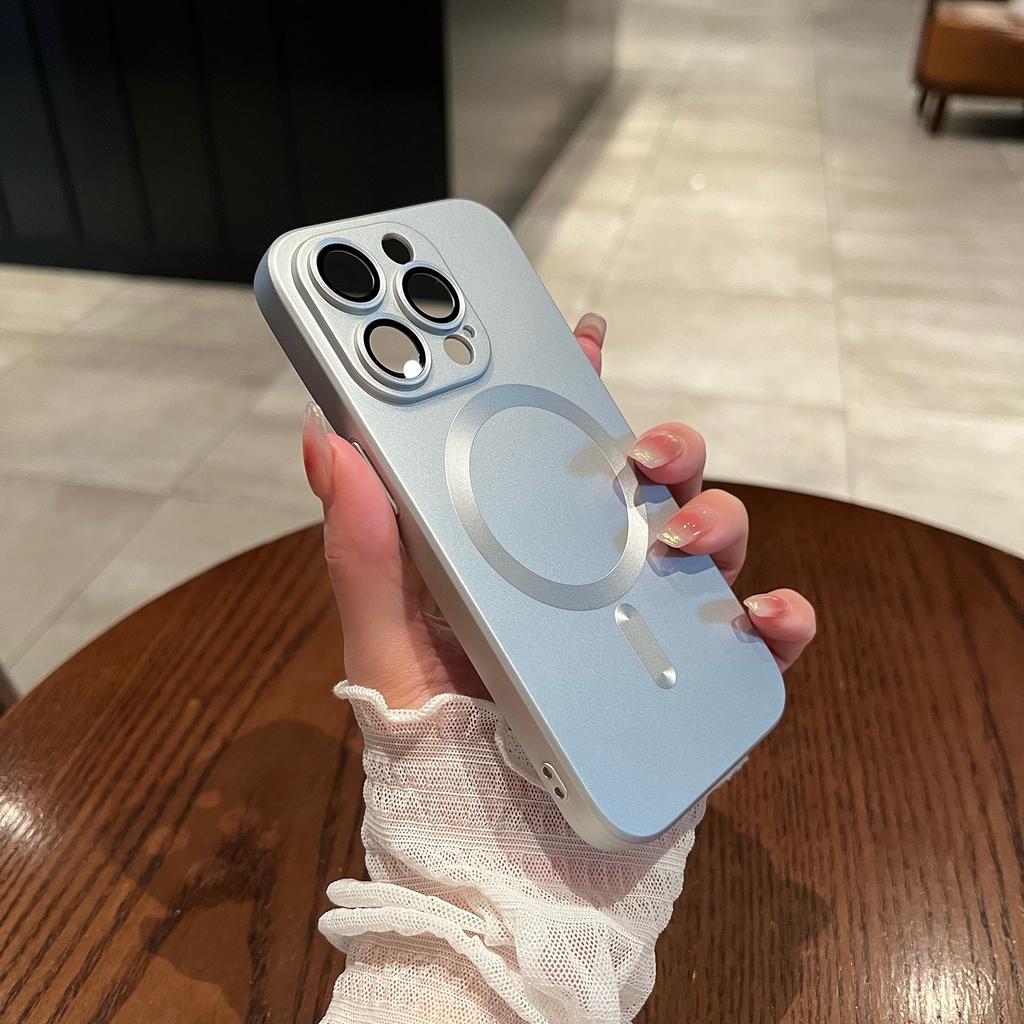 Подходит для iPhone 17 Магнитный чехол для телефона Apple 16pro Металлическая краска Все включено 15 Матовый чехол из ТПУ с ощущением кожи