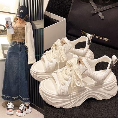 Сандалии на платформе женские новые корейские с круглым носком и дышащей подошвой, модные, универсальные, спортивные, женские сандалии