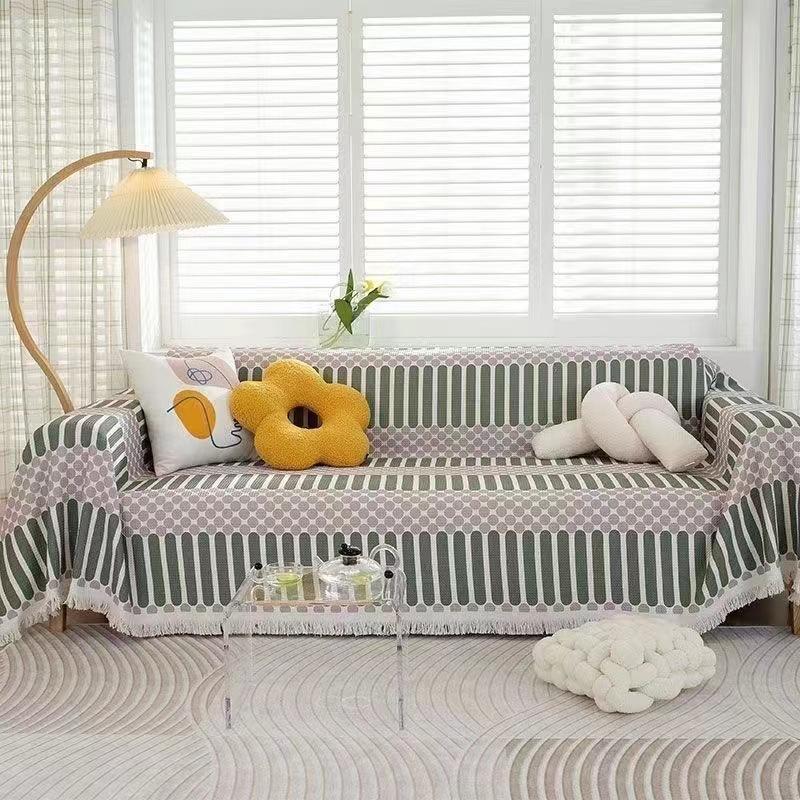 Универсальное одеяло для дивана в скандинавском стиле, нескользящий тканевый чехол, полностью покрытый чехол, диванная подушка, песочный, универсальный, можно стирать в машине, четыре сезона