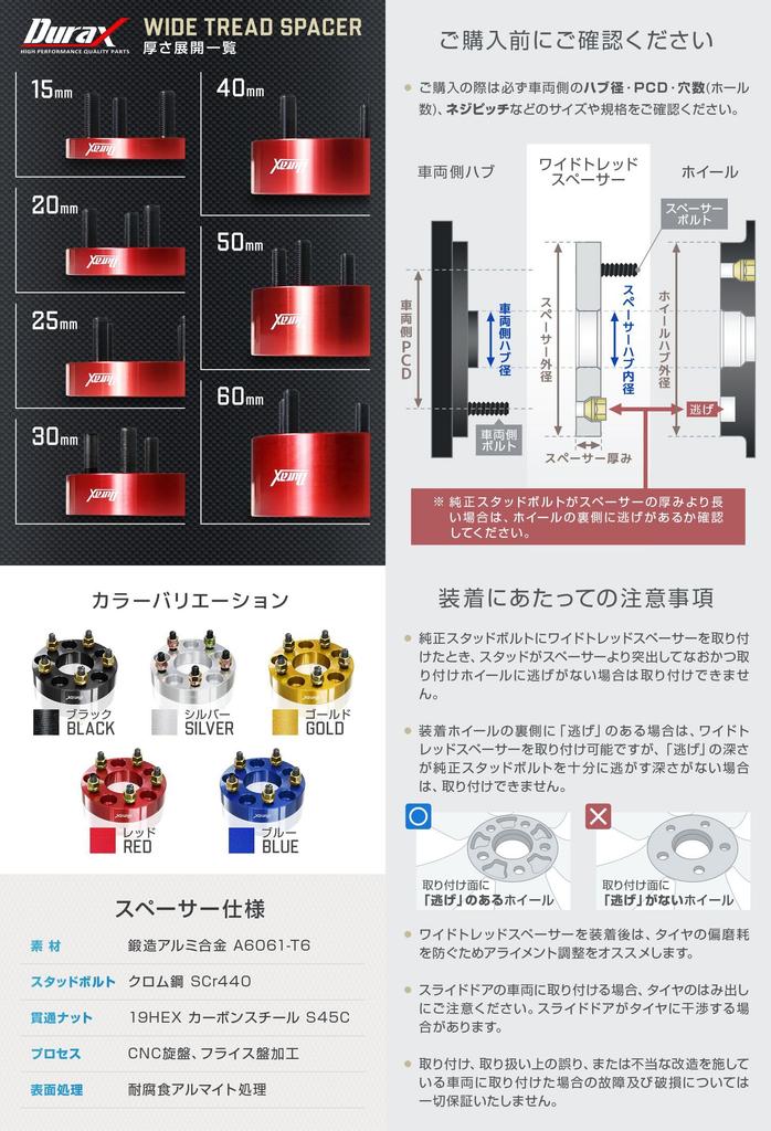 SPR0815 Wide Tread Spacer, Red, 2 Piece Set, PCD100, 4H, M12 X P1.5, Thickness 0.6 Inches (15 Mm)