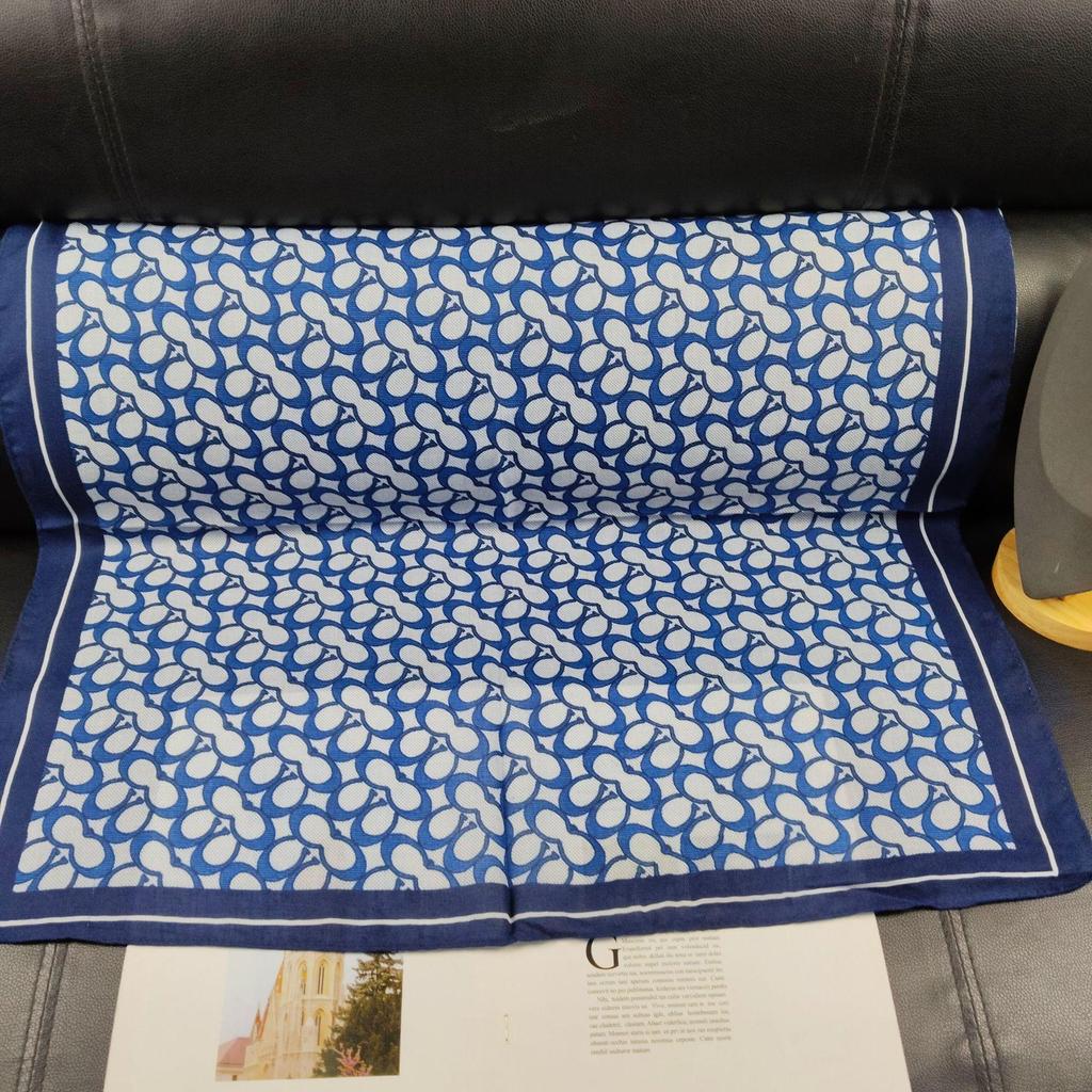 Ретро Шарф из Хлопка и Льна с Шелковым Узором "Елочка": Бархатистое ощущение, Маленький квадрат, Шарф от солнца, Женская бандана и платок.