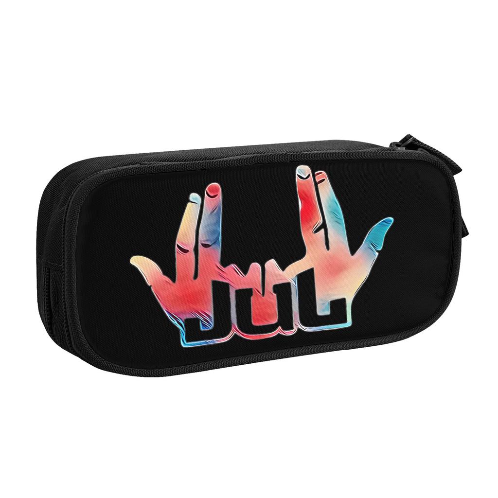 Fun Jul Gold and Platinum Rapper Pencil Case Pencilcases Pen for Girls Boys Large Storage Bag School Supplies Zipper Stationery