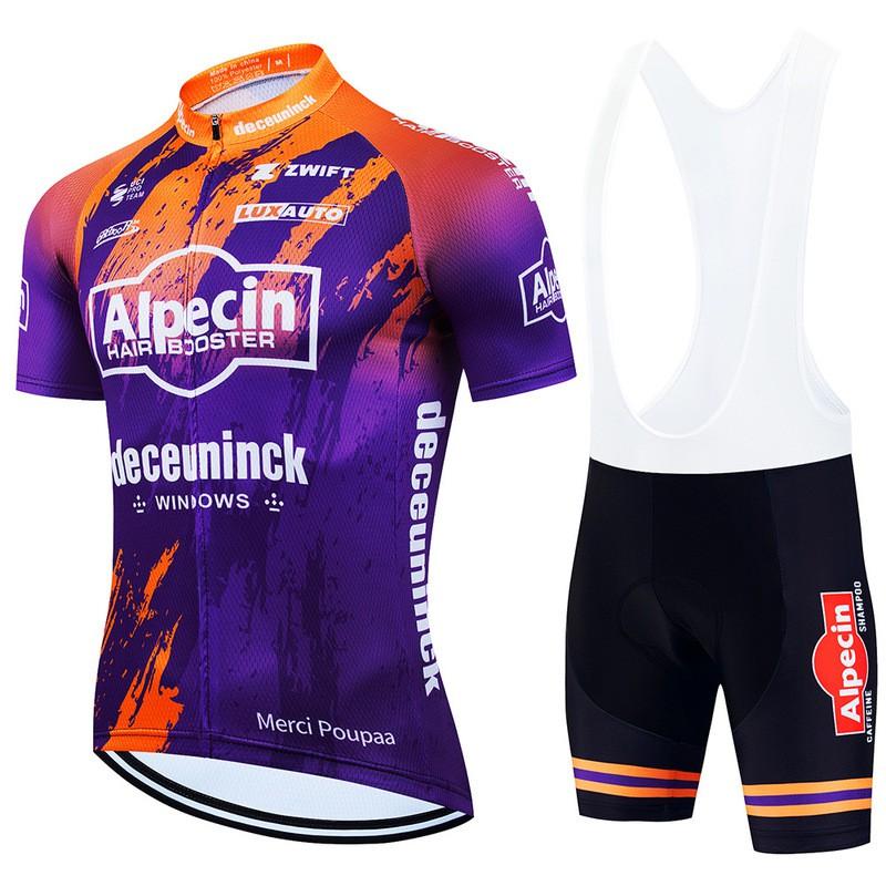 Alpecin Cycling Jersey Bib Shorts Set Men Women Quick Dry Bike Riding Outfit Performance Wear