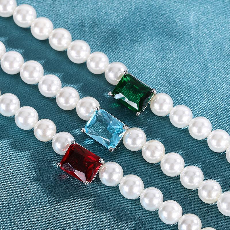 New Fashionable And Retro Australian Shell Pearl Metal Artificial Color Treasure Mixed And Matched Necklace, Women'S Necklace High Sense